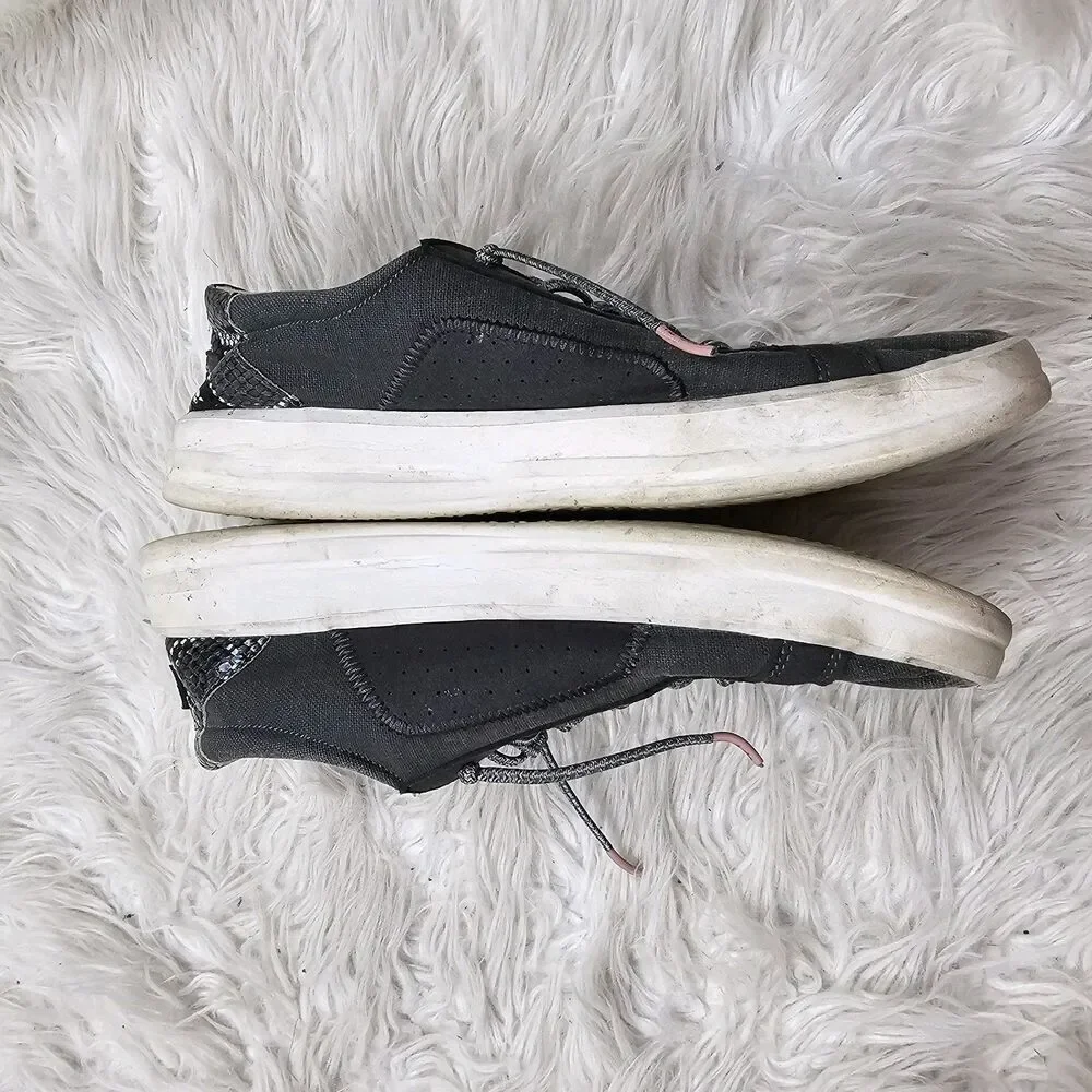 Hey Dude Karina Women's Casual Sneakers Size 9 Jet Black Snake Print